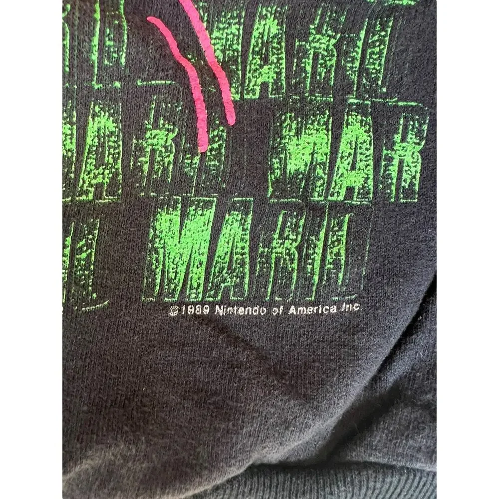1989 RARE Nintendo of Ameria Super Mario Kids Boy Neon Graphic Sweatshirt Sz 6
